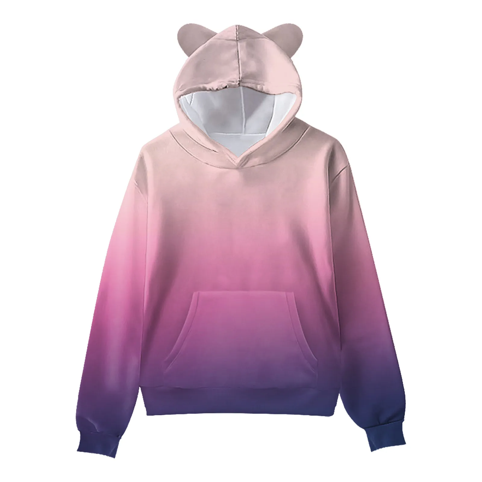 Cute Cat Ears Hoodies Women Kawaii Tie Dye Cropped Hoodie 2024 Fashion Kpop Long Sleeve Sweatshirt Ropa De Mujer