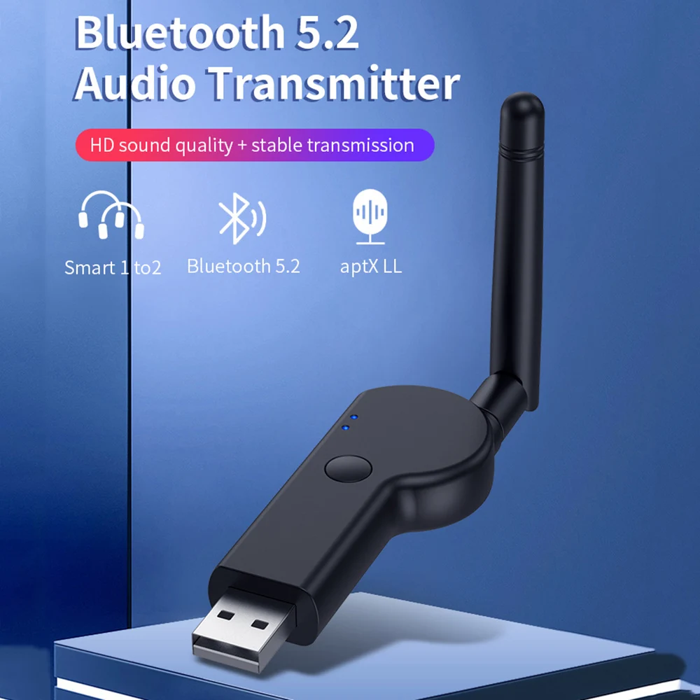 Bluetooth-compatible 5 2 Audio Transmitter Adapter Desktop PC Laptop USB Wireless 3 5mm Port Converter Music Streaming Device