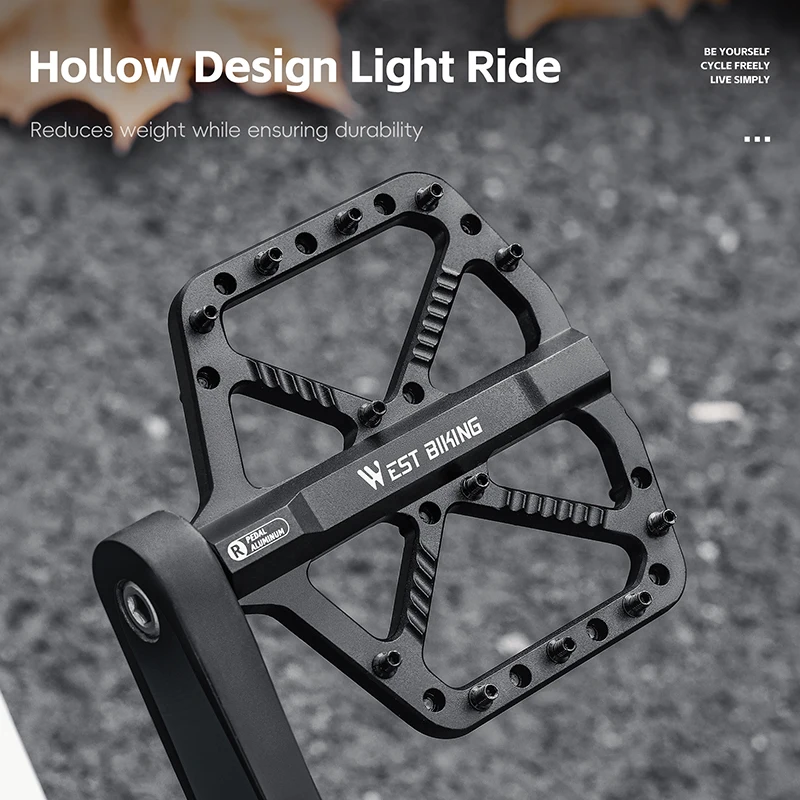 

WEST BIKING Bicycle Pedal Aluminum Alloy Road Mountain Downhill Pedals DU Bearing Bike Pedals Non-slip Wide Flatform MTB Pedals