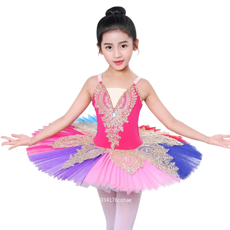 

2025 Colorful Professional Ballet Tutu Adult Kids Swan Lake Pancake Tutu Ballerina Party Dance Costume Ballet Dress Girls Women