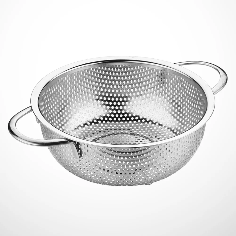 

Kitchen Strainer Rice Colander Stainless Steel Vegetable Basket Wash Fruit Prevent Food Fall Through