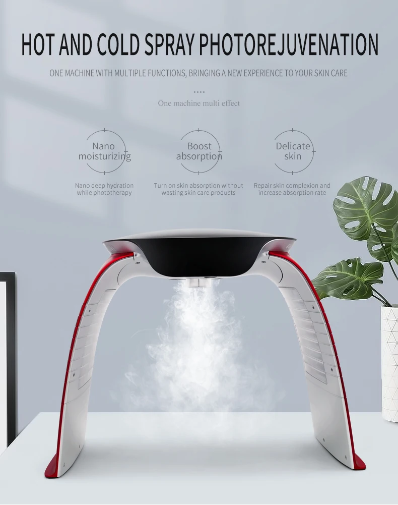 Sgrow Led آلة الفوتون صالون 8 Led الألوان قناع الباردة نانو رذاذ ترطيب الساخن ضغط الأشعة فوق البنفسجية يمتص Ca + تجديد الجلد