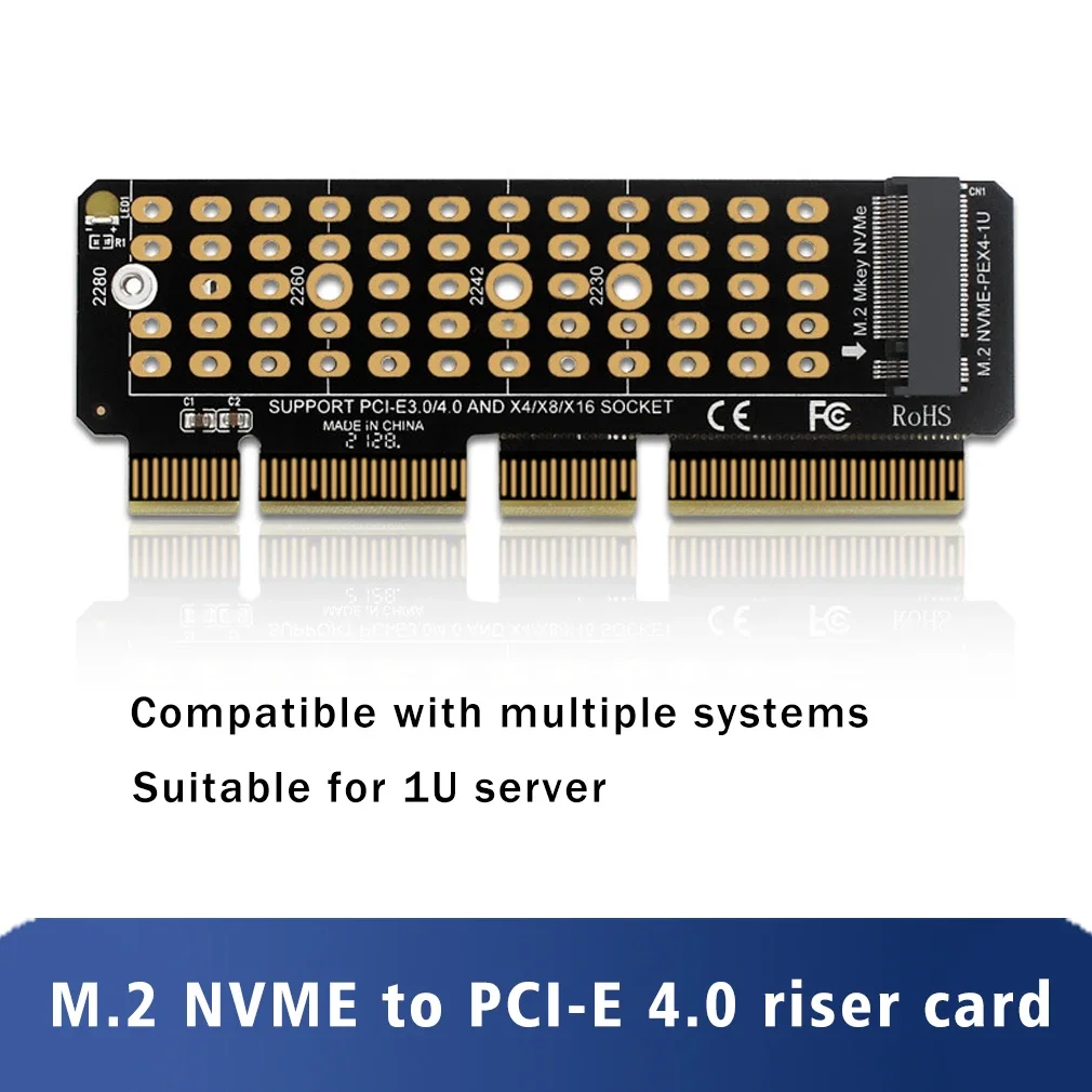 PH41-1U NVMe Adapter Card M.2 To Pcie 4.0 Full Speed X4 Extended Expansion card M Key Support 1U Server for PCI-E X4 X8 X16
