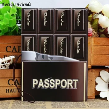 แฟชั่น PU & PVC Passport ปก,ID บัตรเครดิตธุรกิจผู้ถือบัตรสำหรับเดินทาง--ช็อคโกแลตรูปแบบ