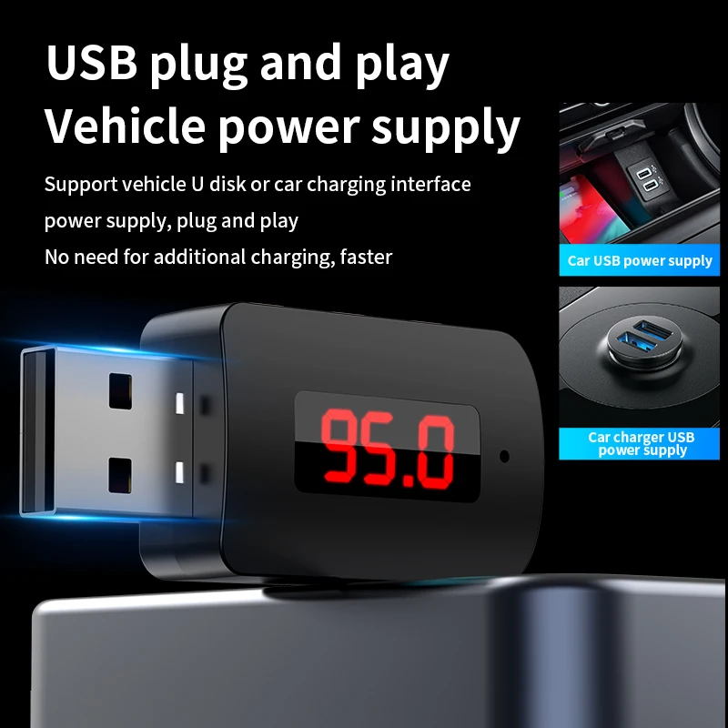 Bluetooth 5.4 FM Transmitter Handsfree Call Mini USB Power Car Kit Auto Stereo Wireless Audio Adapter With LED Display