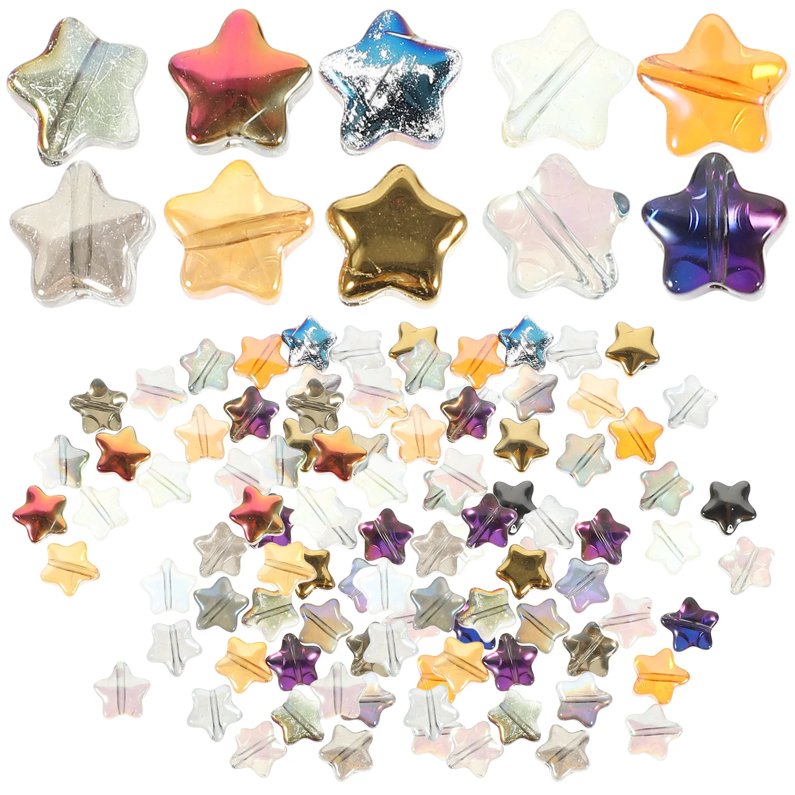 

200Pcs Glass Star Design Spacer Beads DIY Jewelry Making Accessories for Necklace Bracelet Crafts Spacer Beads
