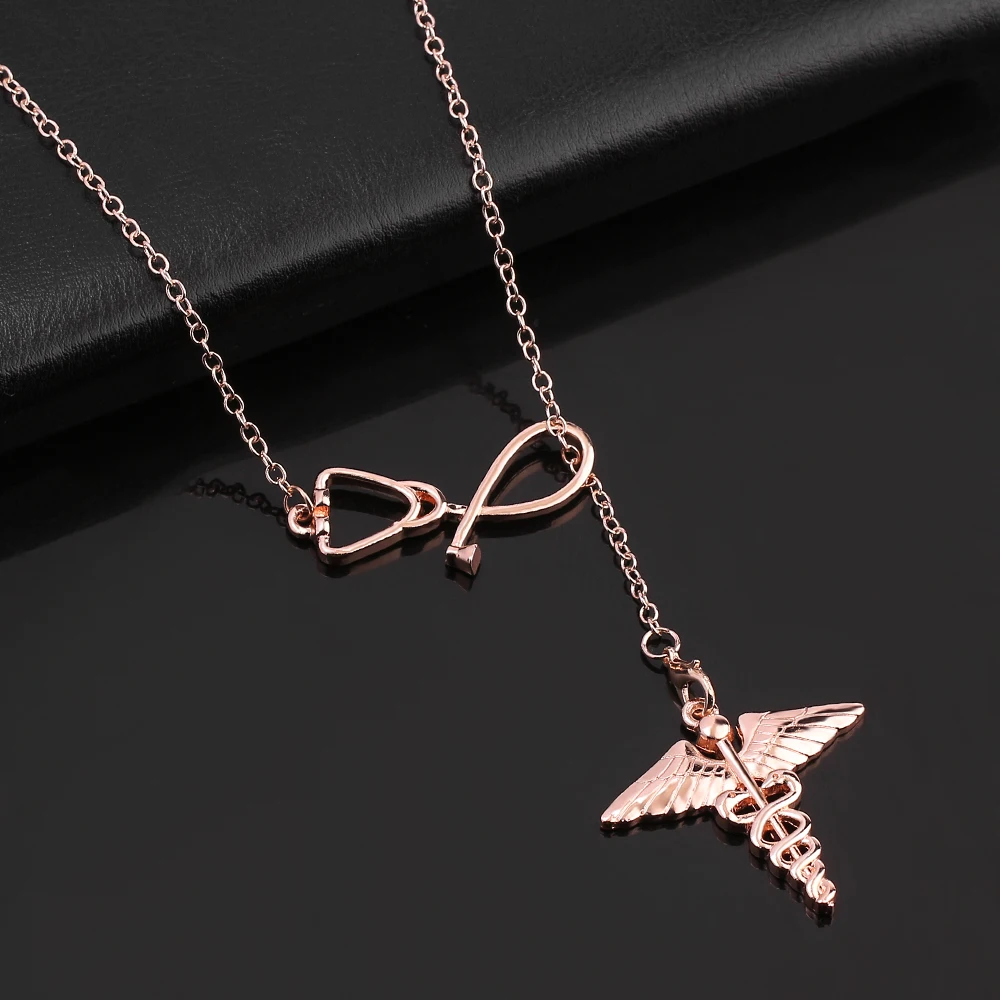 Medical Jewelry Stethoscope Necklace Heart Angle Pendant for Medical Student Doctor Nurse Gift Fashion Jewelry Accessories