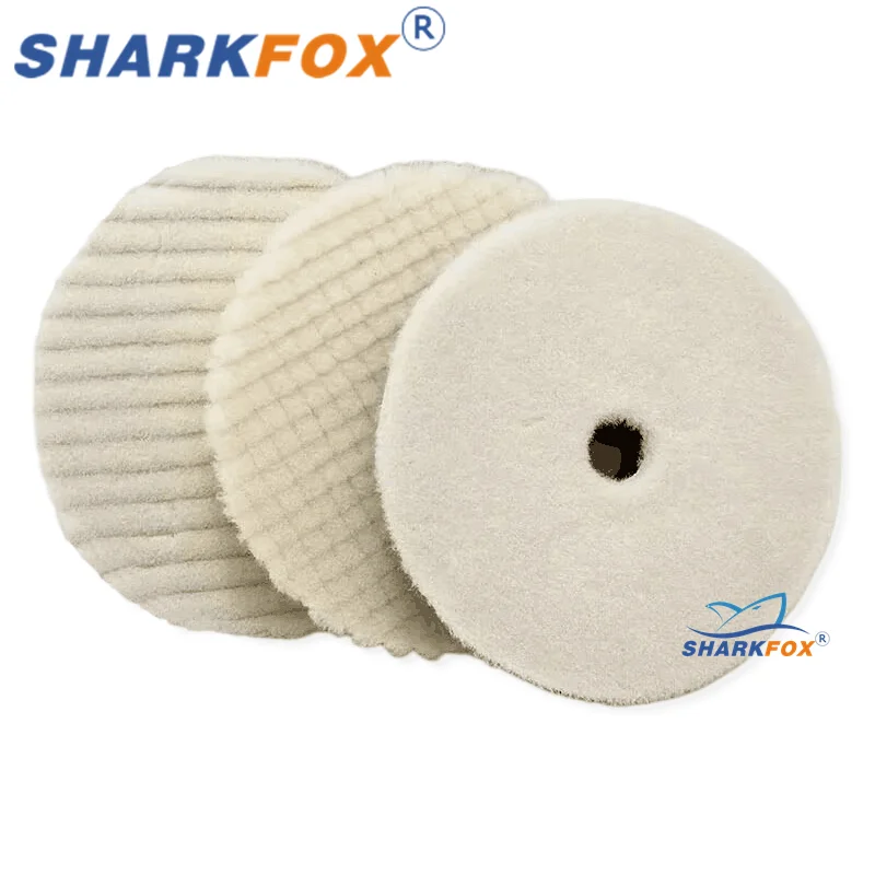 Sharkfox 일본 스타일 양모 연마 디스크, 모직 버핑 휠, 광택 자동차 스크래치 제거, 5 인치, 6 인치 (125mm, 150mm)