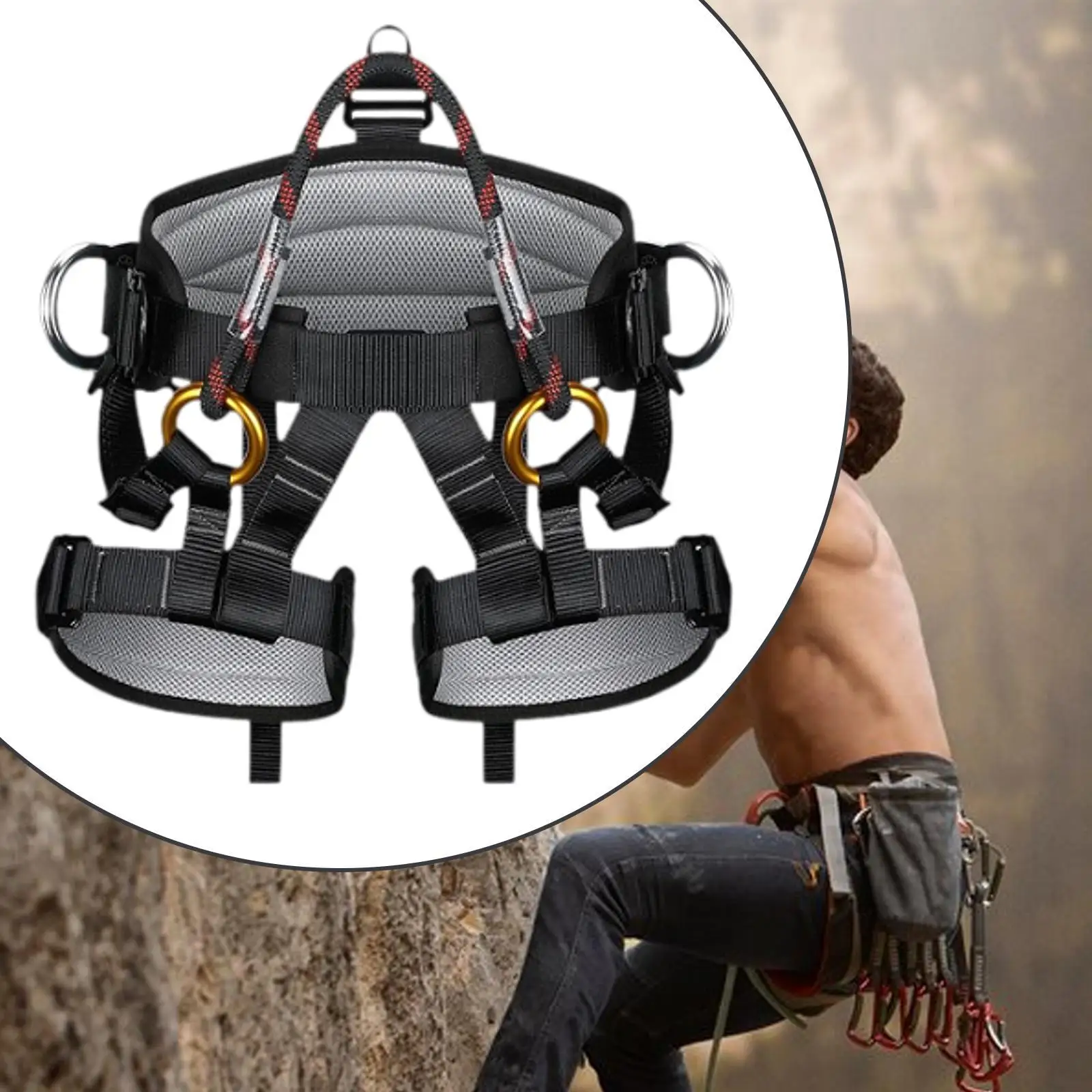 

Climbing Belt Adjustable Fit Rappelling Sturdy Arborist Equipment Tree Climbing Gear Arborist Saddle for Tree Outdoor Climbing