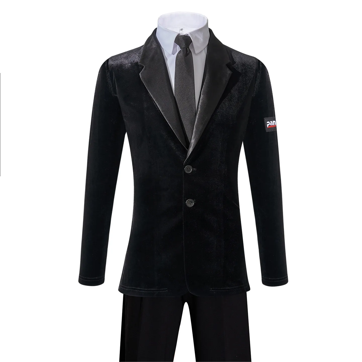 Men'S Long Sleeves Modern Dancing Coat Adults Rumba Latin Dance Jacket Male Black Velvet Ballroom Dance Top Stage Suit SL14794