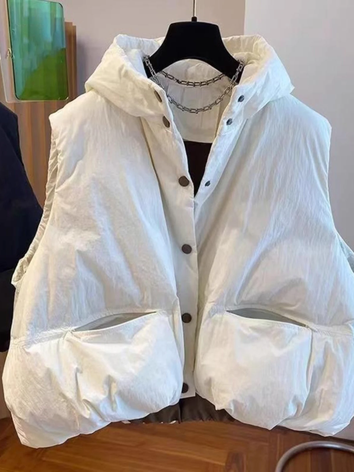 Jaet ort Thi – gilet à capuche en coton pour femme, vêtement chaud d'hiver, pour les déplacements, bouton unique, couleur Pure, 2024