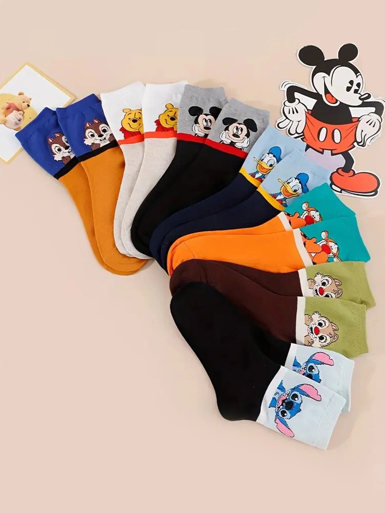 14/21 Pairs miniso السيدات منتصف العجل الجوارب الكرتون أنيمي ديزني موضوع النمط الأكاديمي الياباني لطيف جديد المرأة الجوارب #3