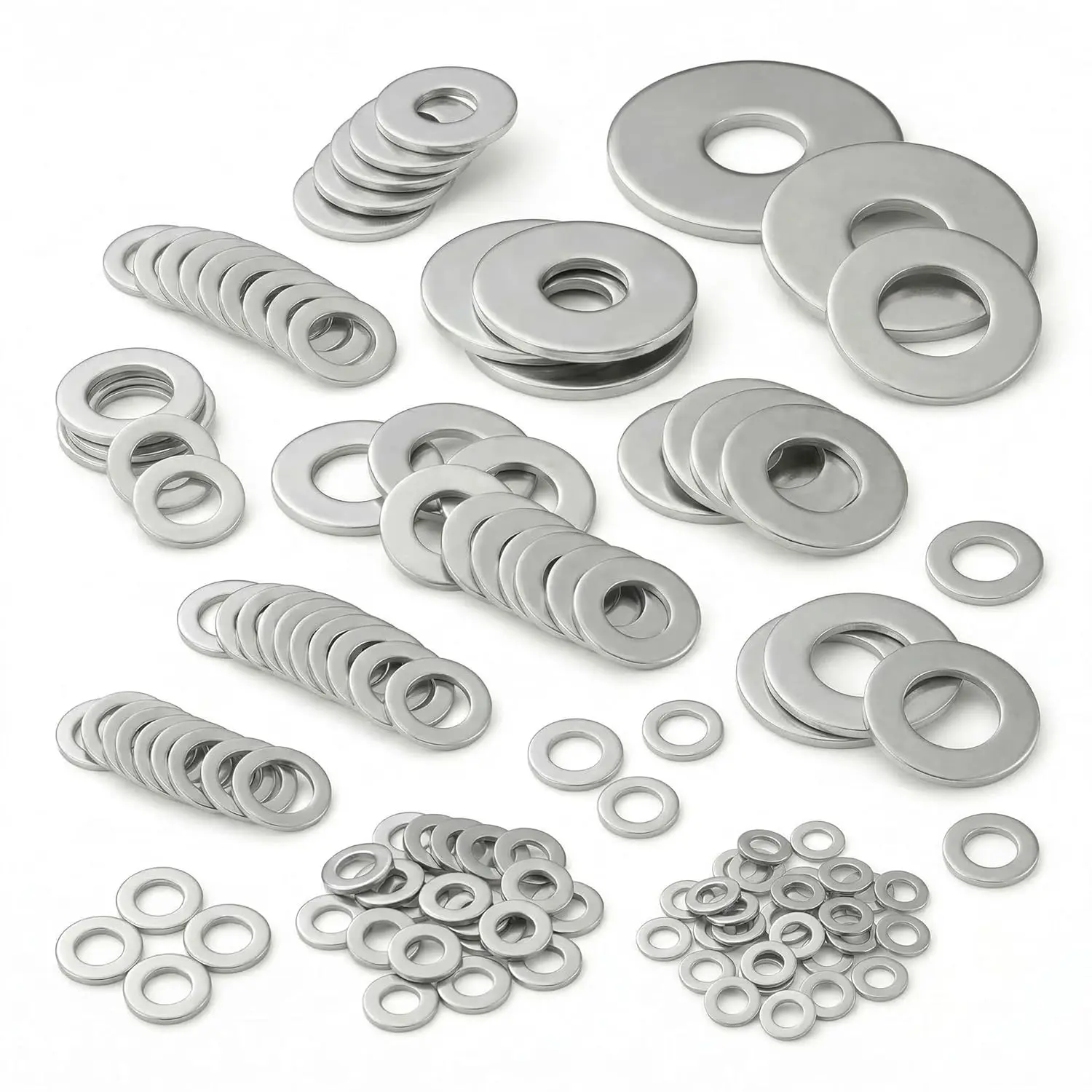 550Pcs Stainless Steel Flat Washers Assortment Kit, M3-M12 Metric Washers, 18-8 304 Stainless Steel, Storage Case for DIY Repair