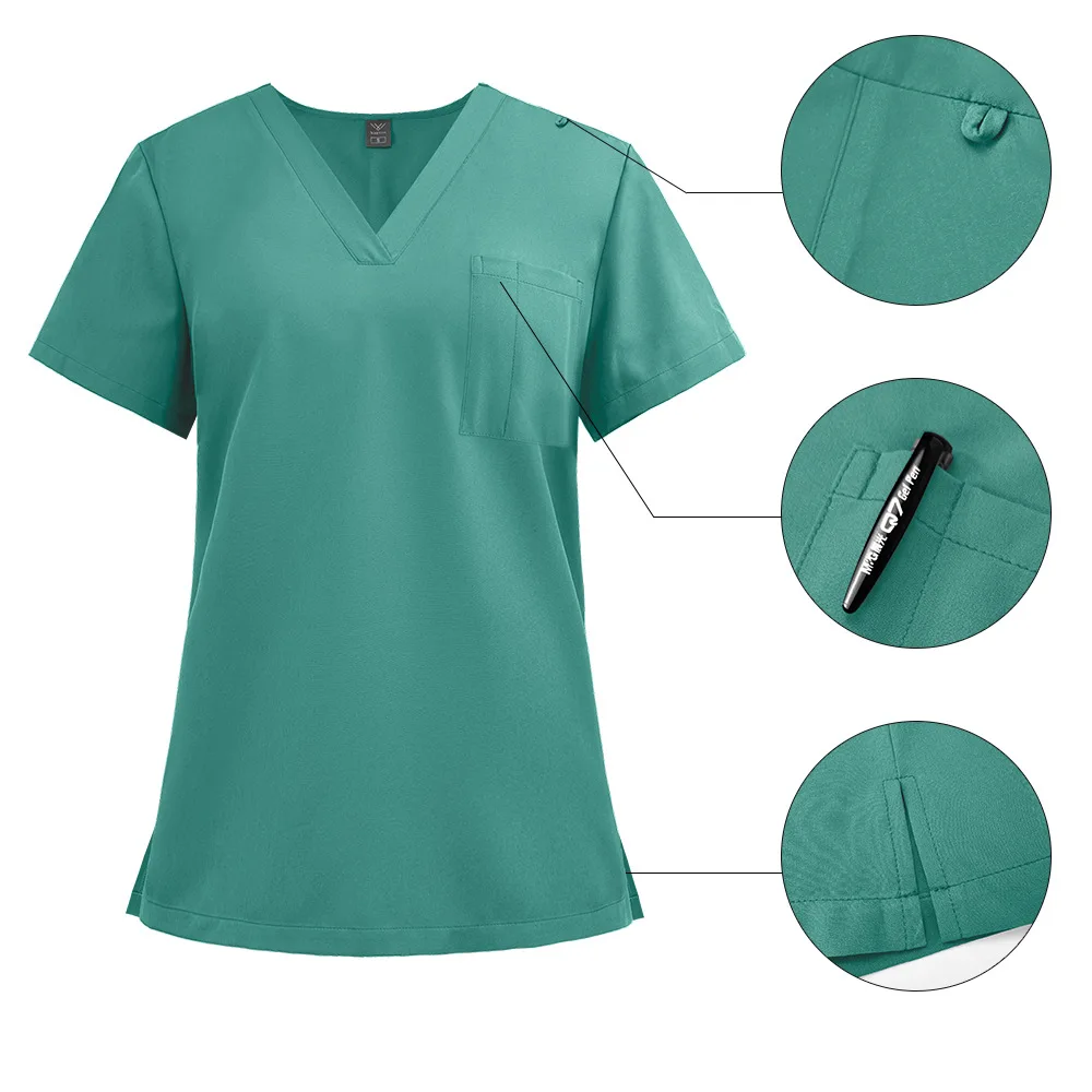 10 Colors Unisex Short Sleeved Phary Nurse Uniform Hospital Doctor Workwear Oral Dental Surgery Uniforms Medical Scrubs Sets