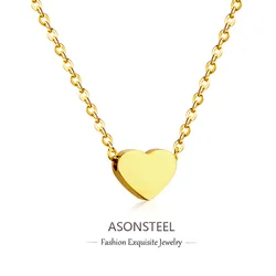 ASONSTEEL High Quality Romantic Heart Pendant Necklace Gold Plated Charm Minimalist Metal Stainless Steel Valentine's Day Gift