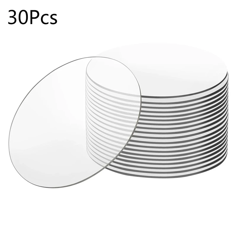 30Pcs Clear Acrylic Sheets Perspex Plate Round Disc Clear Board for Cake Baking Decoration Photo Frame Display