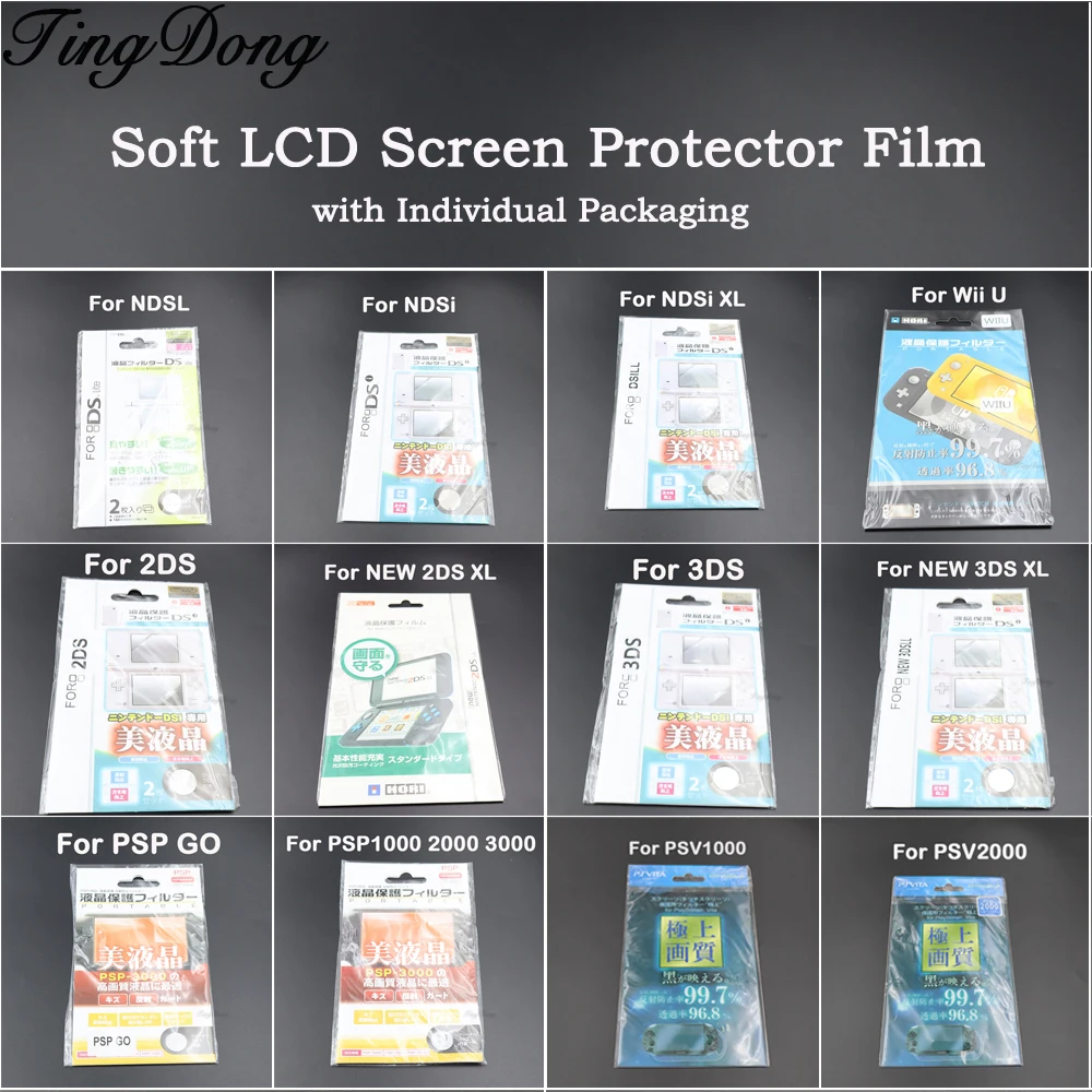 2/5er-Set LCD-Bildschirmschutzfolie für NDS DSi XL NDSL Wii U 2DS 3DS New 2DS XL für PSV2000 PSP1000 2000 3000 Oben Unten HD-Folie