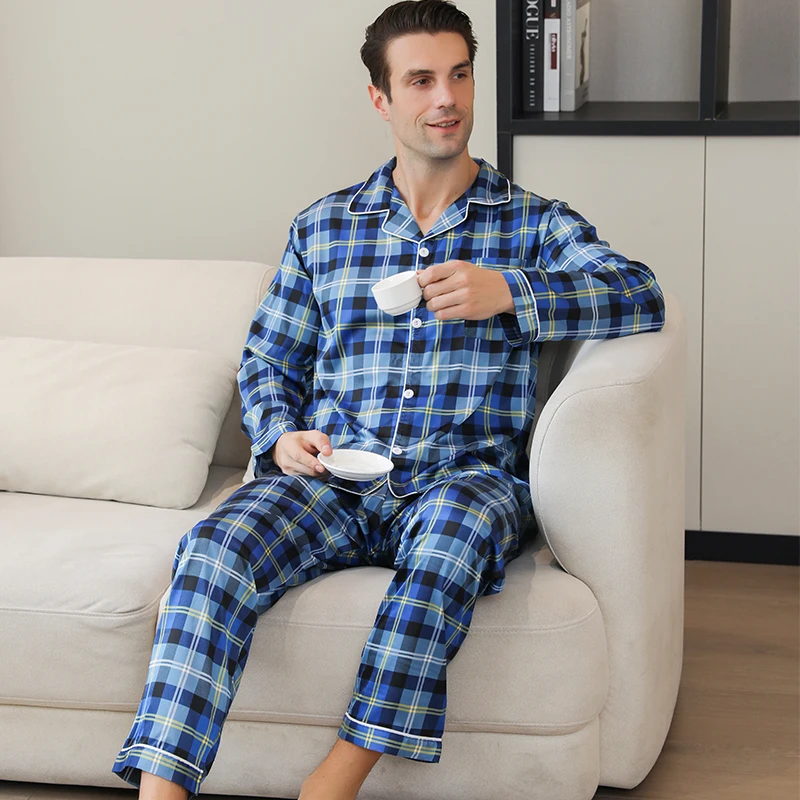 Pyjama à manches longues pour hommes beaux vêtements pour la maison cardigan mince décontracté peut porter deux olympiques été printemps et automne