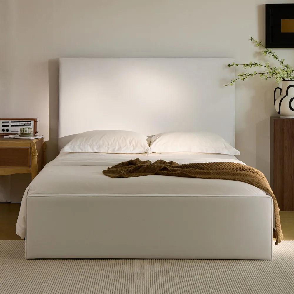 

Lucas 52" Tall Headboard Bed: Elegant,No Box Spring,Easy Assembly,Queen,Coconut Suede