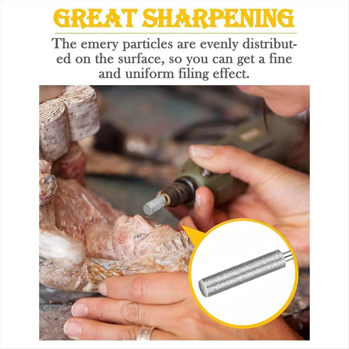 AT16 21Pcs Chainsaw Sharpener 1/8inch, High Hardness Burr Grinding Stone Chainsaw Sharpening Kit