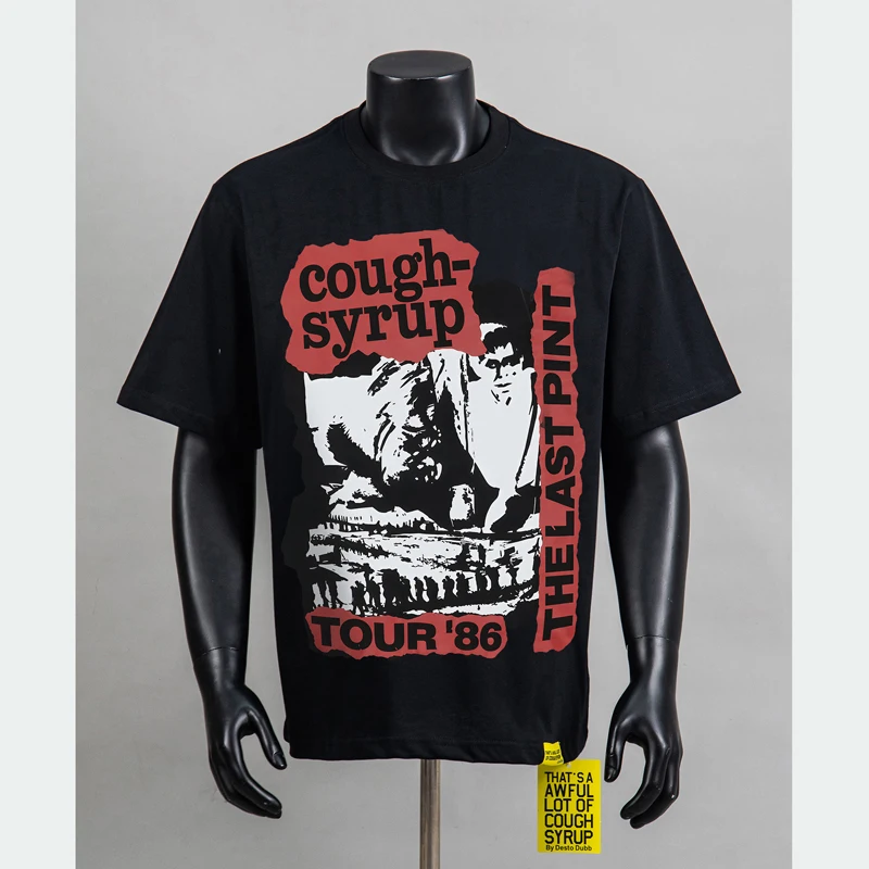 American Hip-hop Brand Quality That’s A Awful Lot of Cough Syrup T-shirt Round Neck Versatile Printed Short Sleeved Top