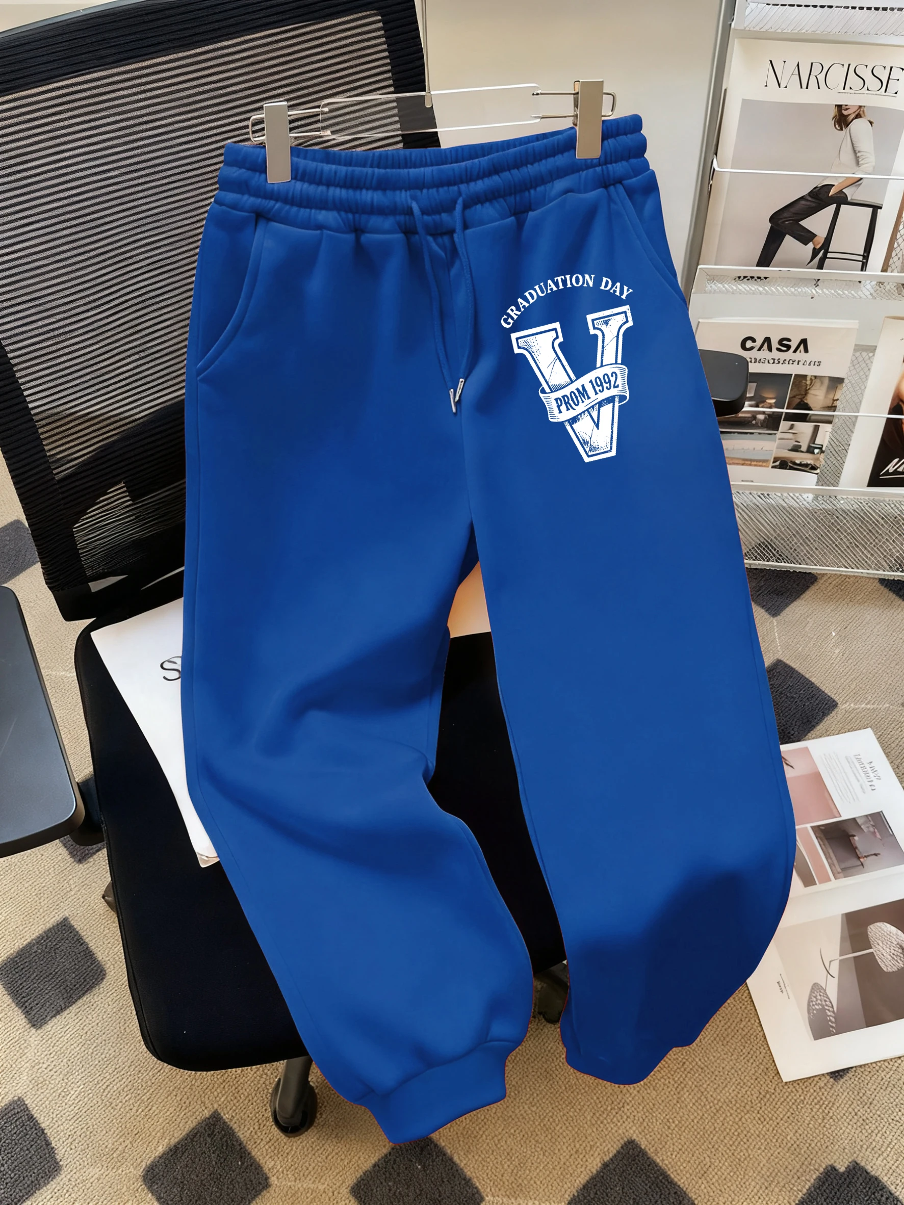 卒業式の日レター V クリエイティブプリント女性用ジョギングカジュアルパンツ多用途ポケットパンツファッションストリートスウェットパンツユニセックス