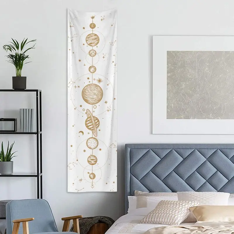 VIKAMA Vertical Moon Phase Chakra Tapestry Celestial Striped Wall Hanging Witchy Boho Mystic Decor for Dorm Bedroom Living Room