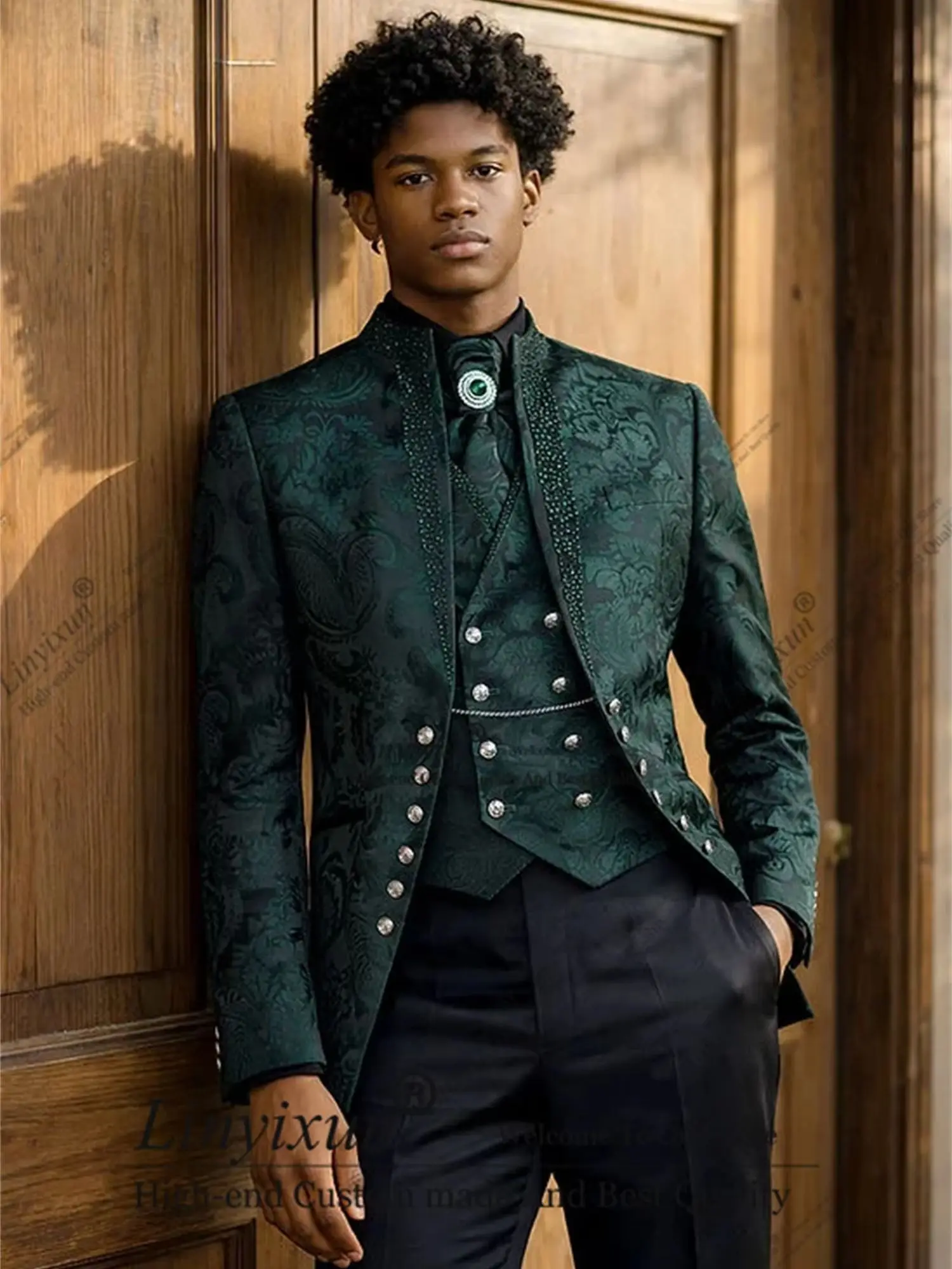 Latest Style Italy Floral Pattern Slim Formal Fit Mens Suit For Wedding Groom Tuxedos 3 Piece Custom Male Fashion Set Customized
