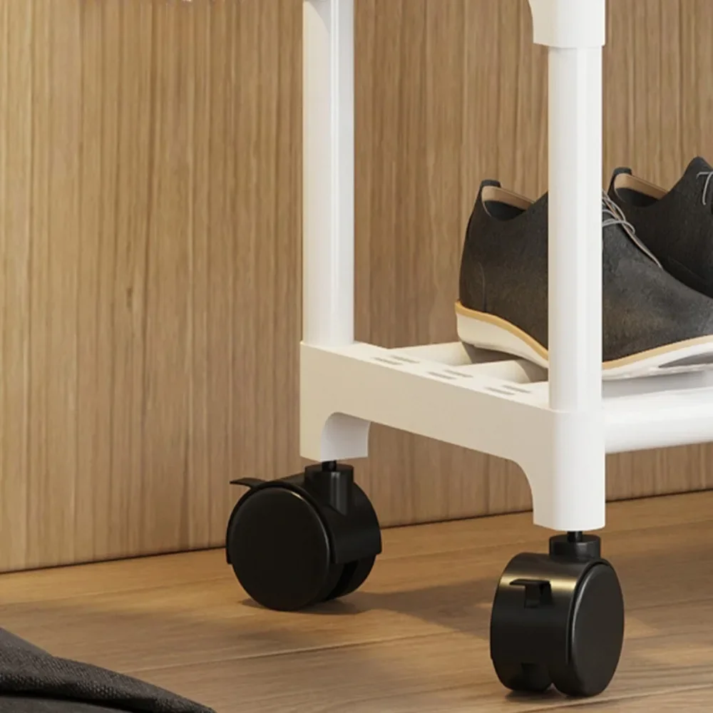 رف للمعطف قائم على الأرضية بعمود مزدوج ، شماعات ملابس ، قدرة حمل قوية ، خزانة ملابس متحركة متعددة الطوابق