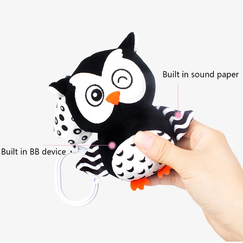 Newborn Bells Soft Plush Baby Rattle Crib Hanging Bell Car Seat Stroller Black and White Wind Chime Baby eraly Educational Toys