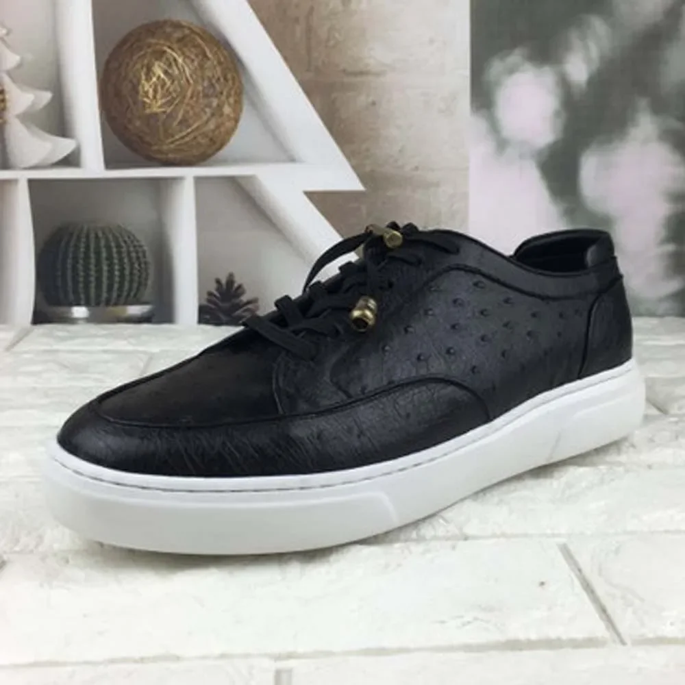 ousidun new  Ostrich leather  male  shoes  male  leisure   business  comfortable  Low cut