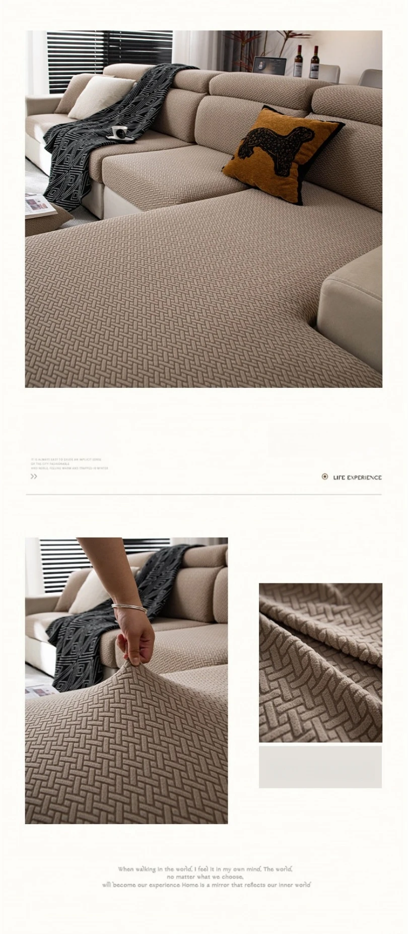 Dehnbarer Polar-Fleece Weicher Sofabezug Elastischer Universeller Sitzbezug für Wohnzimmer 1/2/3/4-Sitzer Möbelschutz – Detail 8