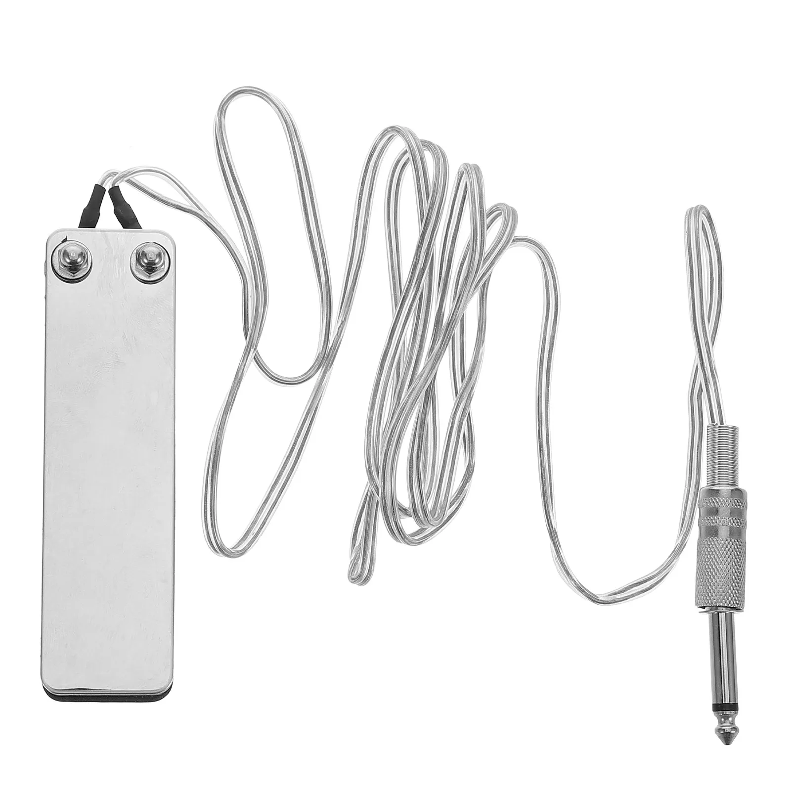 

Металлический серебристый квадратный ножной педальный переключатель для тату-машинок, компактный мини-размер, нескользящая поверхность, универсальный источник питания