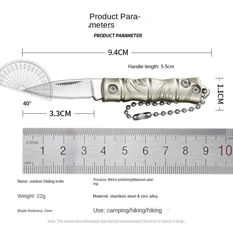 

Folding Knife Outdoor Stainless Steel Folding Knife Zinc Alloy Mini Portable Knife Creative Keychain