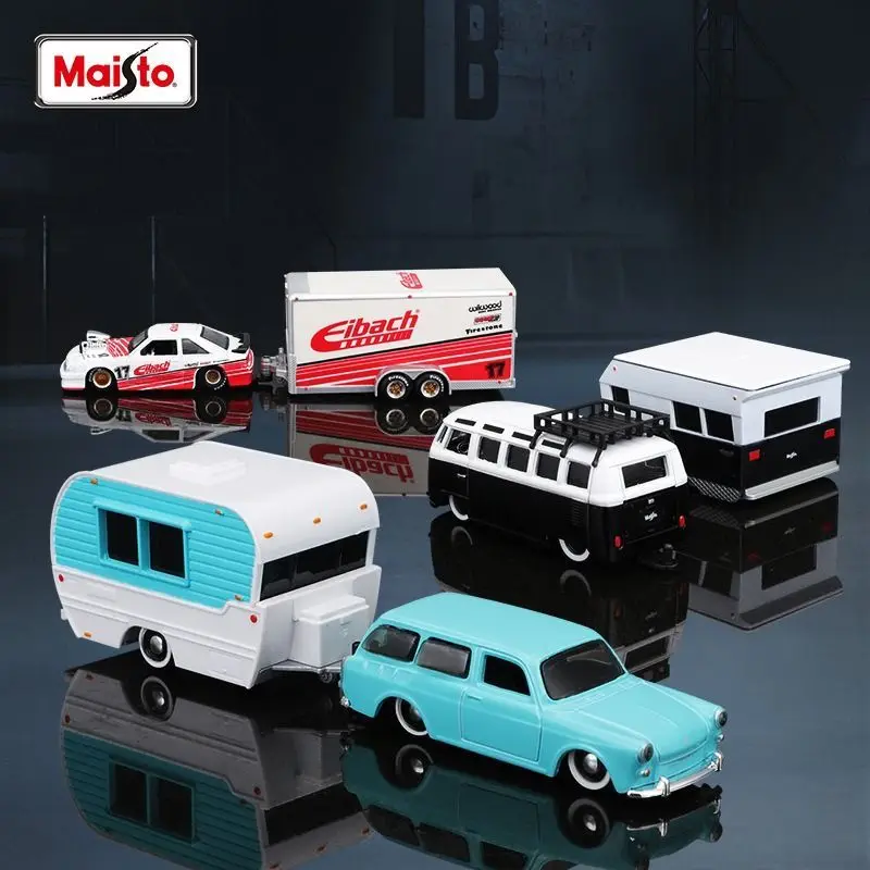 Maisto Original Genuine 1/64 Buick Benz Volkswagen Alloy Trailer Transportation Car Simulation Model Toys Collection Ornaments