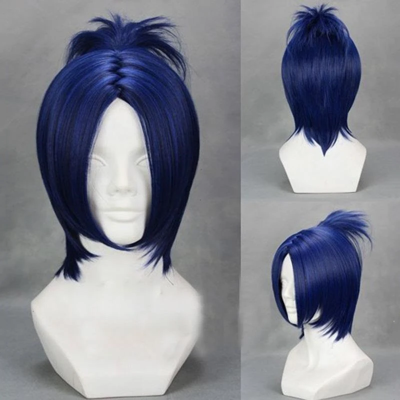 Anime HITMAN REBORN!  Rokudou Mukuro Cosplay Wig Short Heat Resistant Halloween Wigs + Wig Cap