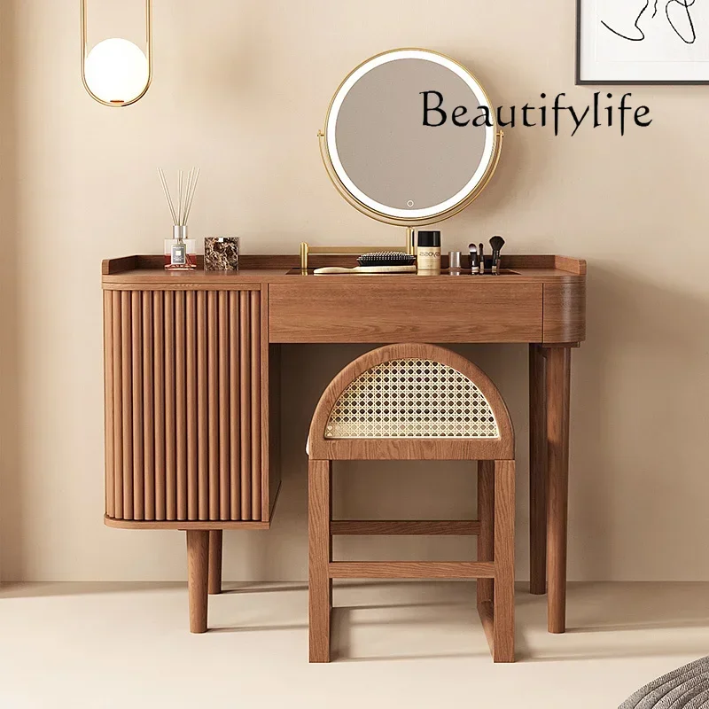 Xx Solid Wood Dresser Bedroom Modern Simple Japanese-style Small Apartment Master Bedroom Storage Cabinet Makeup Table Integrate