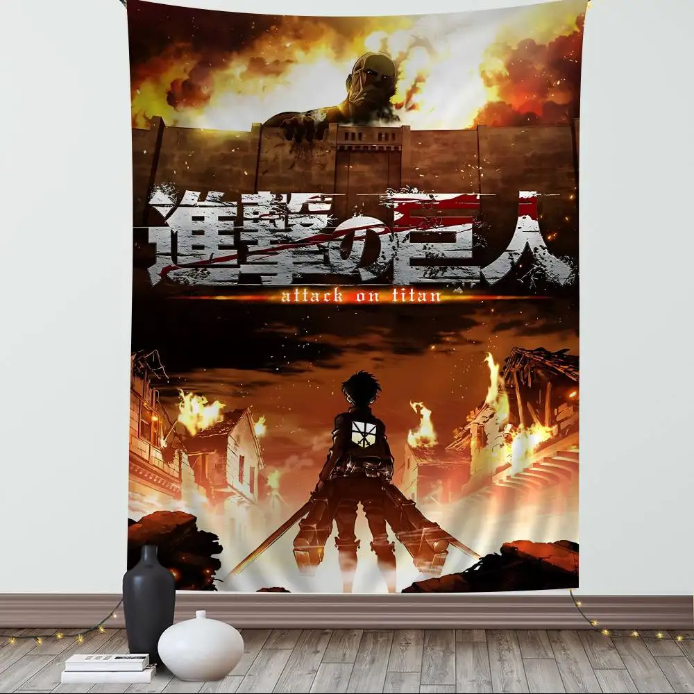 Cool A-Attack On Titan Anmie Cartoon Tapestry Art Science Fiction Room Home Decor Wall Hanging Sheets