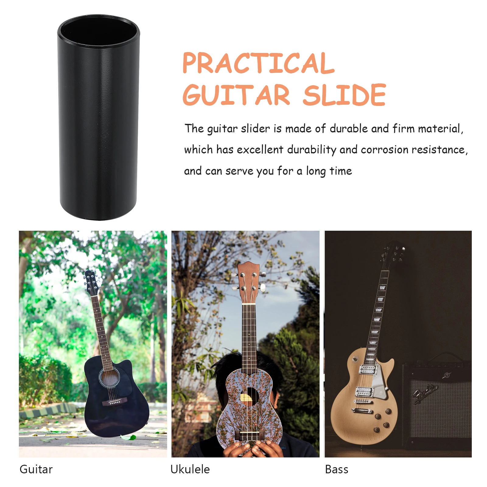 

Guitar Finger Cots Metal Slide Slides for Acoustic Practical Slider Stainless Steel Black Electric Stick