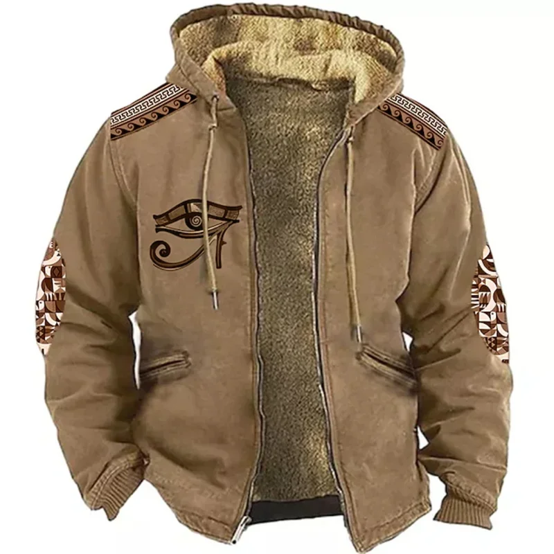 

Men's Zipper Hoodies Tribal Graphic Traditional Pattern Winter Long Sleeve Sweatshirt Casual Hooded Streetwear Outerwear Jacket