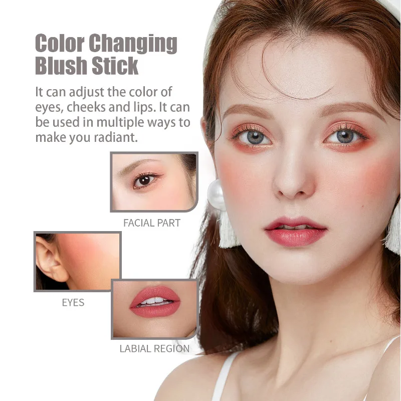 

Color Changing Blush Natural Lightweight Long Lasting Nude MakeupEasy to Apply Easy to Apply Multi-Purpose Blush Stick