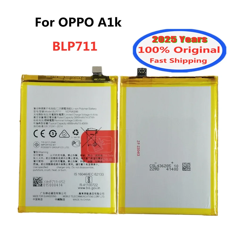 

2025 лет, высококачественная оригинальная батарея BLP711 для телефона OPPO A1K, 4000 мАч, встроенная литиевая батарея + бесплатные инструменты
