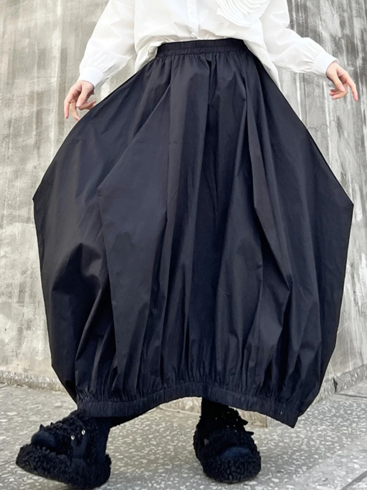 XITAO Irregular Elastic Waist Skirt Pleated Personality Solid Color Fashion Street Trendy 2024 Spring Women New Skirt DMJ4056