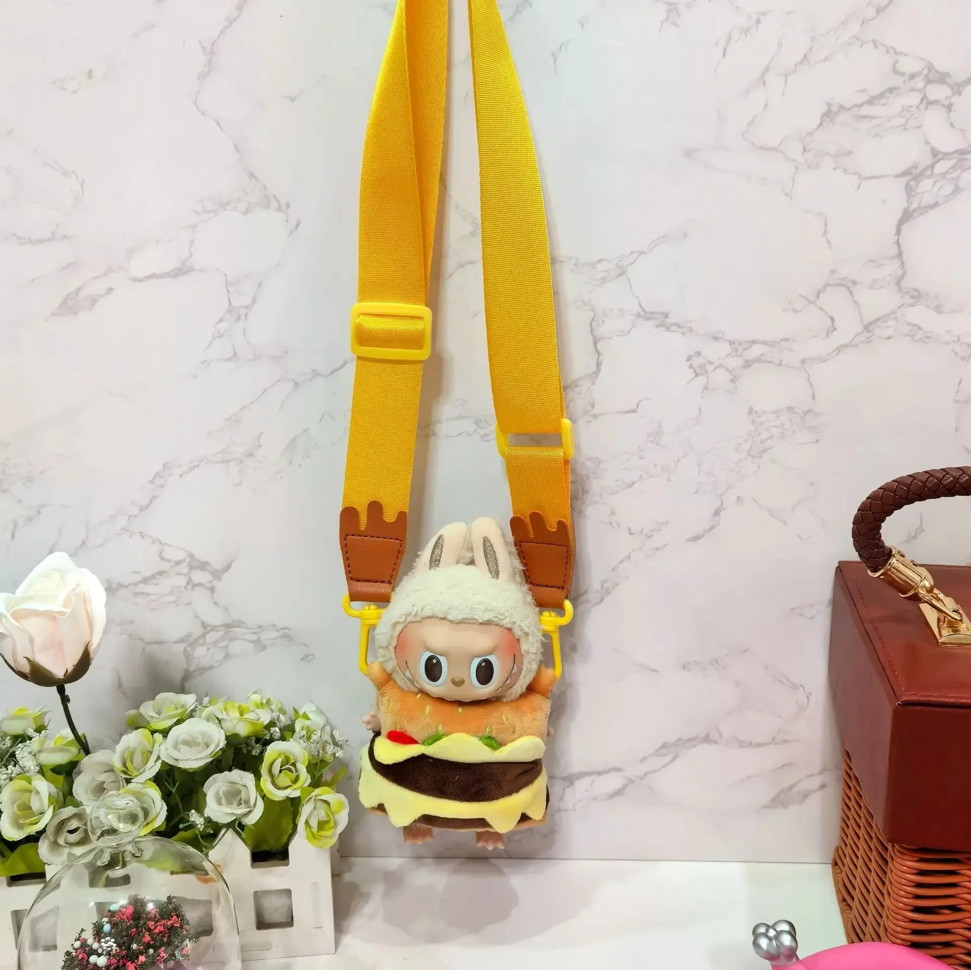 

17cm Labubu Doll Clothing Fashion Hoodie Doll Accessories Dopamine Style Checkered Overalls T-shirt Set Ropa Labubu