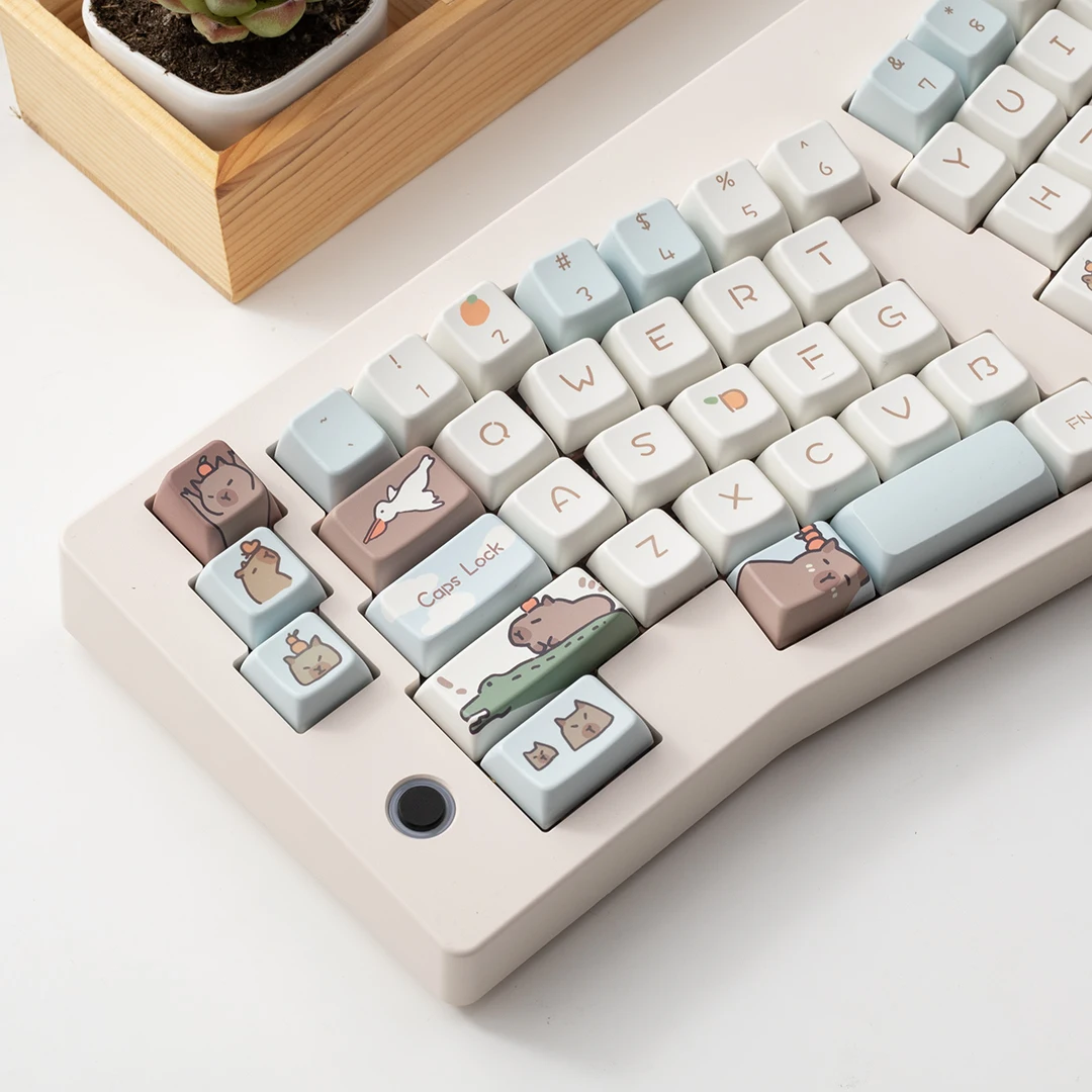 

ECHOME Cartoon Capybara Keycap PBT Dye-sublimation Full Set Cute Animal Keyboard Cap MDA Profile KeyCap for Mechanical Keyboard