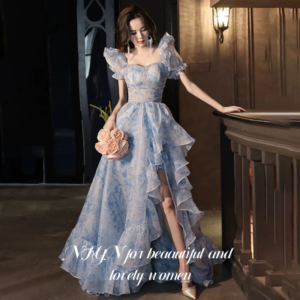

NFYN Sky Blue Special Occasion Dresses Sweetheart A-Line Pleats Formal Gown Off the Shoulder Side Split Evening Dress Customized
