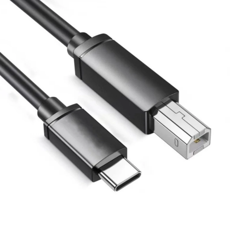 Type C to USB2.0 Square Port Printing Cord 0.5mm Wire Diameter Easy Connection for Fax Machine Quick File Printing Line