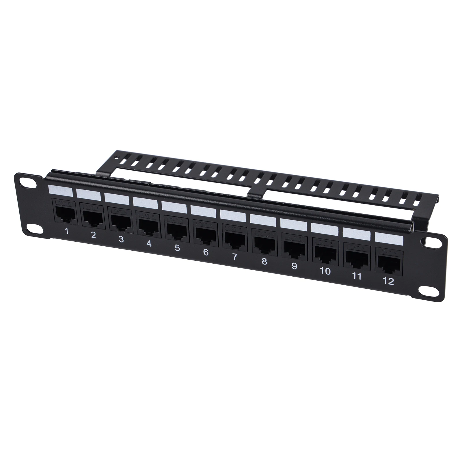 DeskPi Rackmate 12-Port CAT6 Keystone Patchpanel, 10 Zoll 1U Netzwerk-Patchpanel mit Kabelmanagement