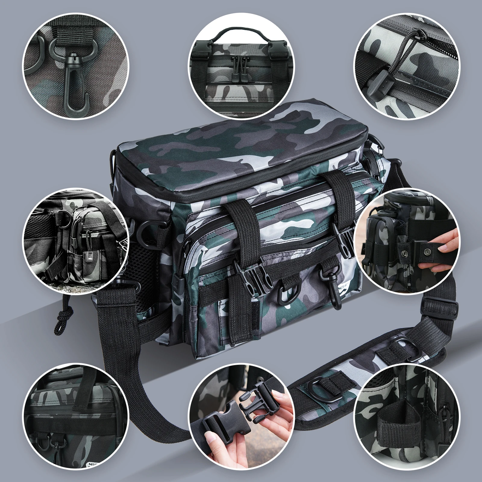 Imagem -04 - Handing Multifunções Bolsas de Pesca Impermeável ao ar Livre Bolsas Grande Capacidade Fanny Pack para Homens Equipamento de Pesca para Caminhadas Camping