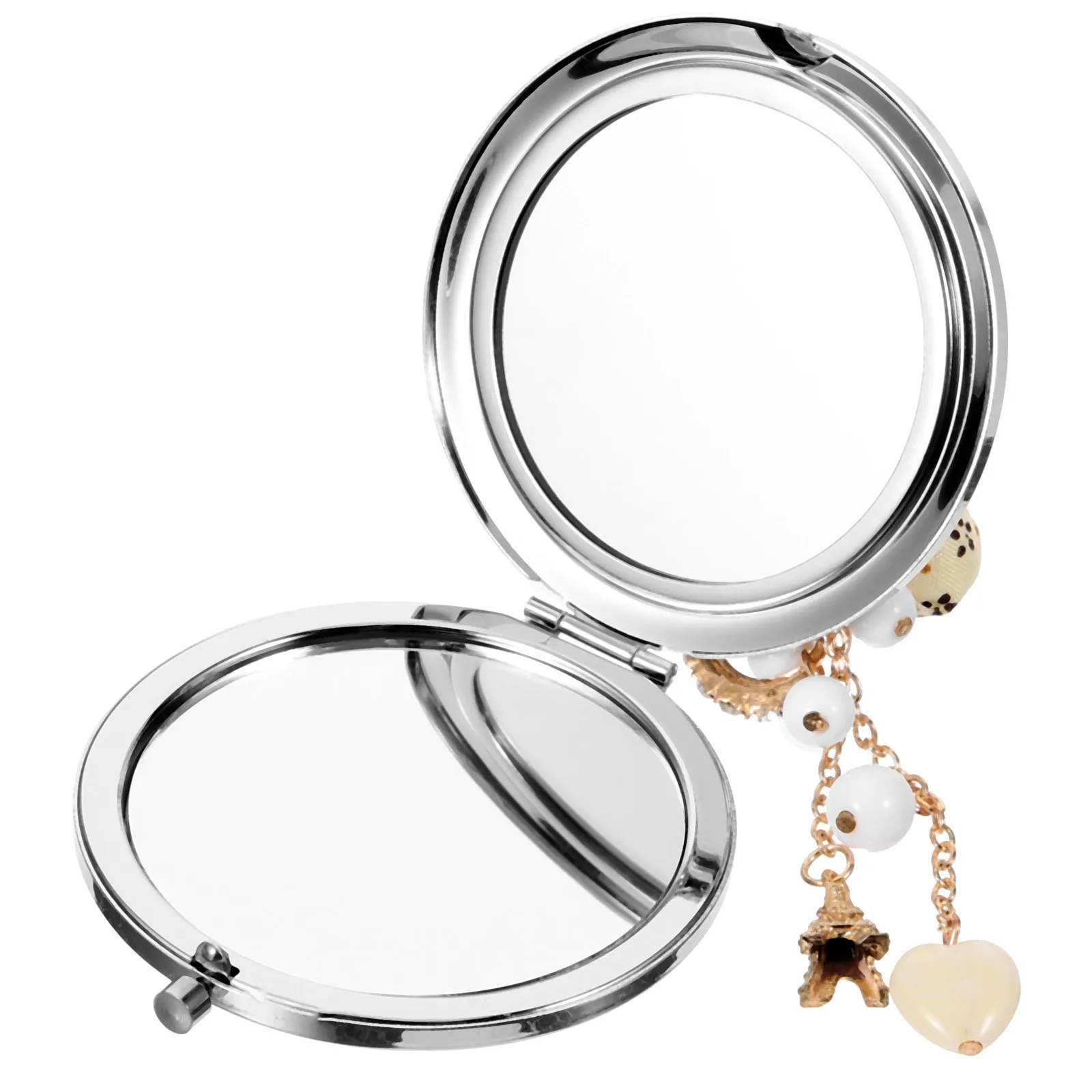 Chic Elegant Metal Compact Mirror Double Sided Portable Makeup Mirror for Women Travel Purse Bag Vanity Accessory